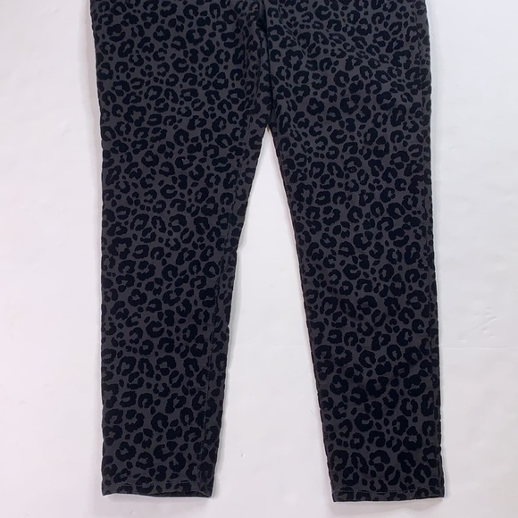 Madewell leopard print flocked velvet black mid-rise skinny pants 32 - Picture 5 of 11